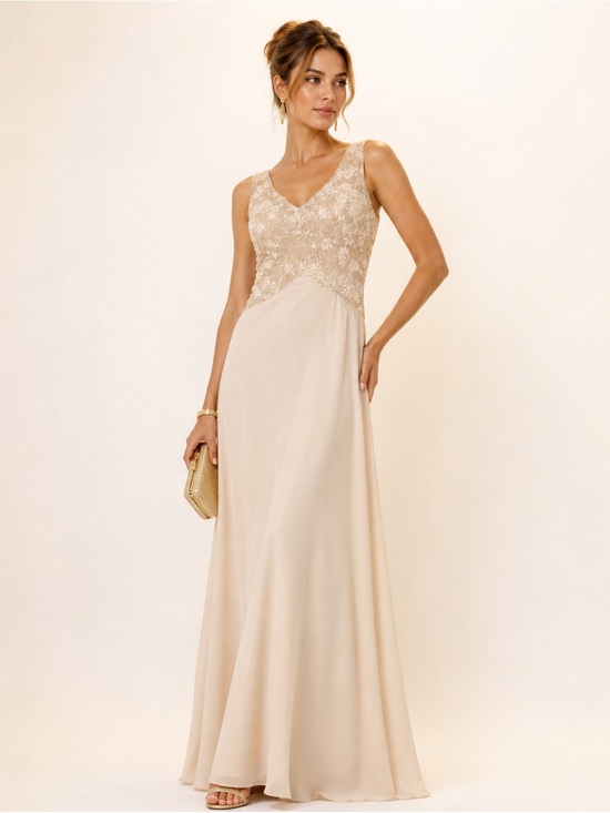Joseph Ribkoff Dresses & Skirts - Joseph Ribkoff Vintage Formal Maxi Dress Lace Bodice Cream Sz 12